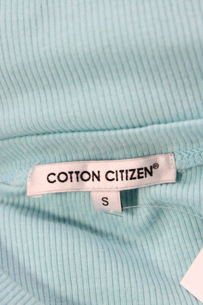 Cotton Citizen Women Light Blue Cropped Crewneck T-Shirt Long Sleeve Size S