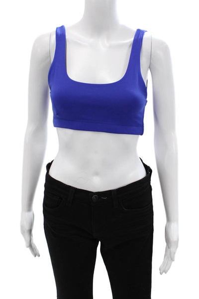 We Wore What Womens Scoop Neck Stretch Knit Sports Bra Blue Size Extra Small