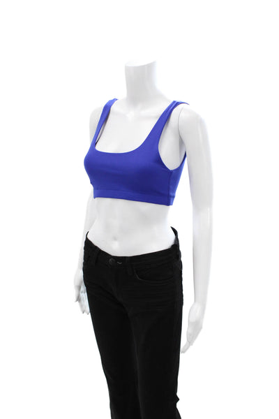 We Wore What Womens Scoop Neck Stretch Knit Sports Bra Blue Size Extra Small