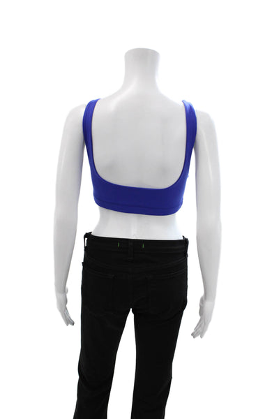 We Wore What Womens Scoop Neck Stretch Knit Sports Bra Blue Size Extra Small