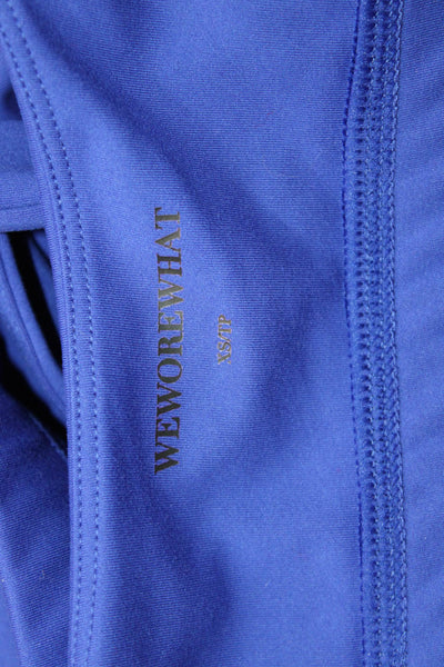 We Wore What Womens Scoop Neck Stretch Knit Sports Bra Blue Size Extra Small