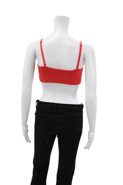 Nike Womens Spaghetti Strap Logo Stretch Knit Sports Bra Red Size Medium