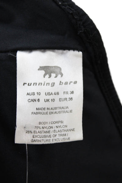 Running Bare Womens Spaghetti Strap Scoop Neck Ribbed Sports Bra Black Size 4-6