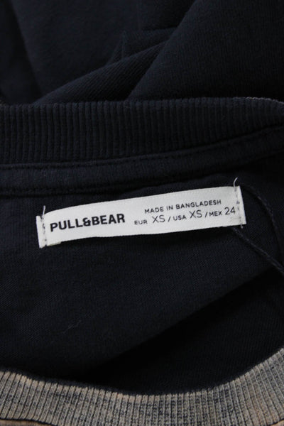 Pull & Bear Womens Cropped Ringer Tee Black Cotton Size XS