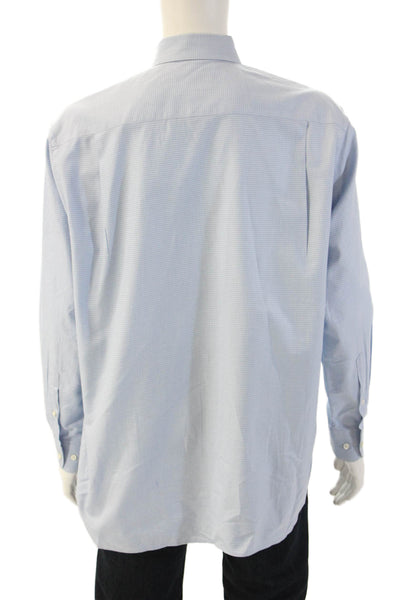 Armani Collezioni Mens Geometric Long Sleeve Button-Down Shirt Blue Size 42