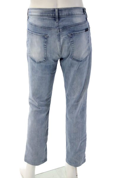 7 For All Mankind Mens Cropped Straight Light Blue Jeans Size 33