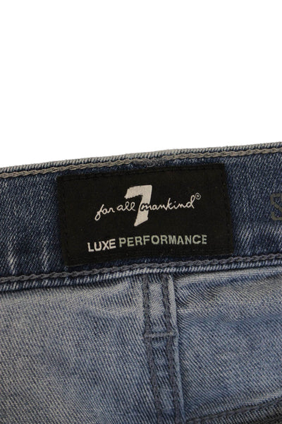 7 For All Mankind Mens Cropped Straight Light Blue Jeans Size 33