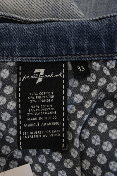 7 For All Mankind Mens Cropped Straight Light Blue Jeans Size 33