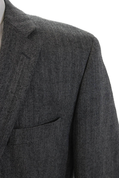 Joseph & Feiss Mens Gray Herringbone Luxury Wool Suit Jacket Button Size 43