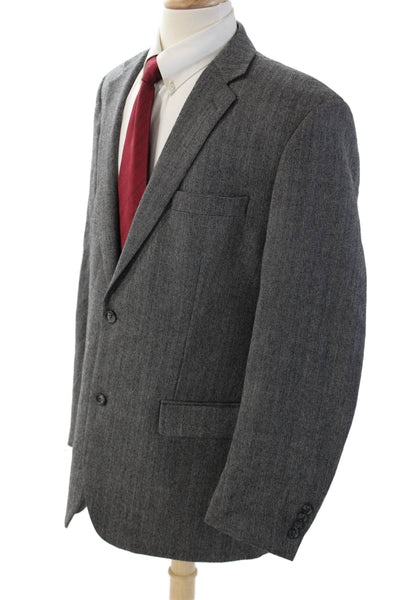 Joseph & Feiss Mens Gray Herringbone Luxury Wool Suit Jacket Button Size 43
