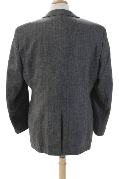 Joseph & Feiss Mens Gray Herringbone Luxury Wool Suit Jacket Button Size 43