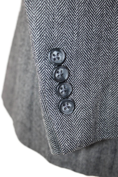 Joseph & Feiss Mens Gray Herringbone Luxury Wool Suit Jacket Button Size 43