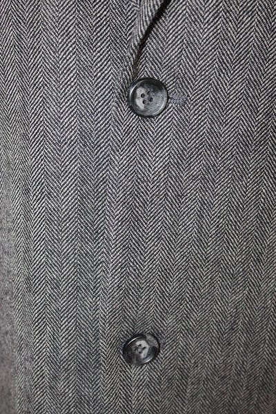 Joseph & Feiss Mens Gray Herringbone Luxury Wool Suit Jacket Button Size 43