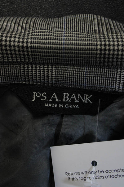 Jos A Bank Mens Gray Plaid Wool Suit Jacket Classic Button Size 48