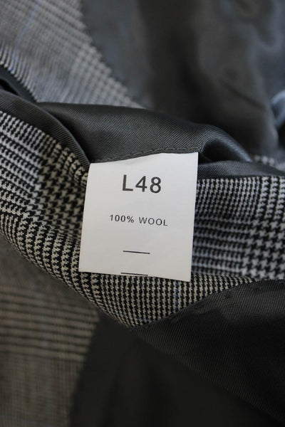 Jos A Bank Mens Gray Plaid Wool Suit Jacket Classic Button Size 48