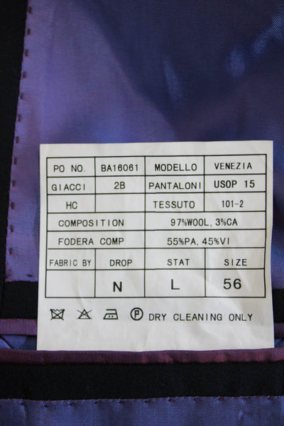 Bartorelli Mens 2 Piece Dark Blue Wool Suit Jacket Size 56