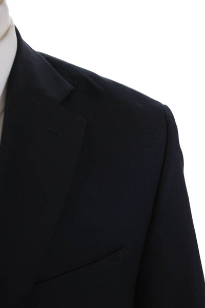Michael Michael Kors Mens Dark Blue Wool Blend Blazer Collared Button Size 40