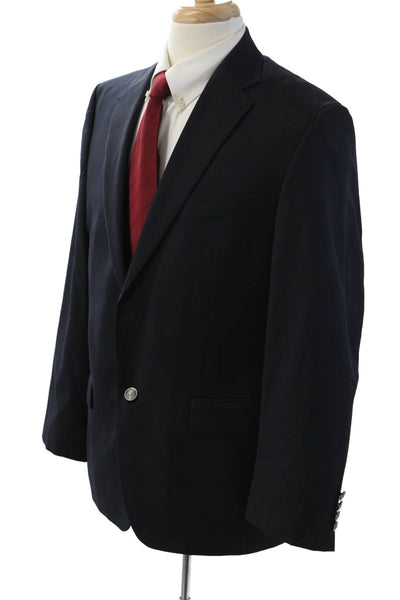 Michael Michael Kors Mens Dark Blue Wool Blend Blazer Collared Button Size 40