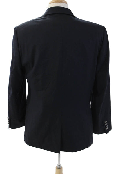 Michael Michael Kors Mens Dark Blue Wool Blend Blazer Collared Button Size 40