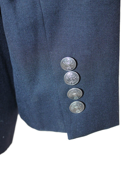 Michael Michael Kors Mens Dark Blue Wool Blend Blazer Collared Button Size 40