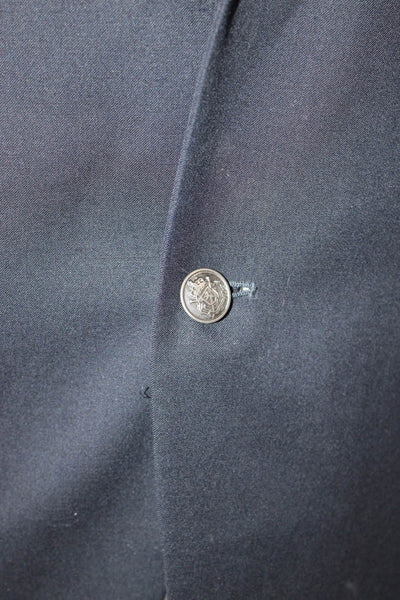Michael Michael Kors Mens Dark Blue Wool Blend Blazer Collared Button Size 40