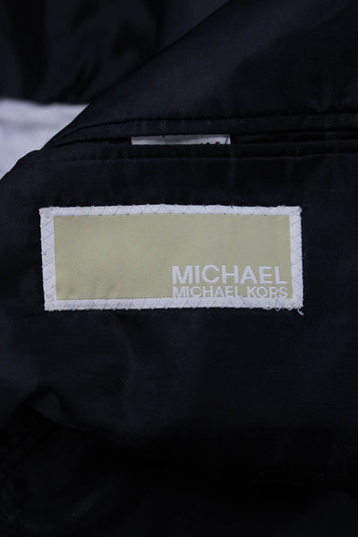 Michael Michael Kors Mens Dark Blue Wool Blend Blazer Collared Button Size 40