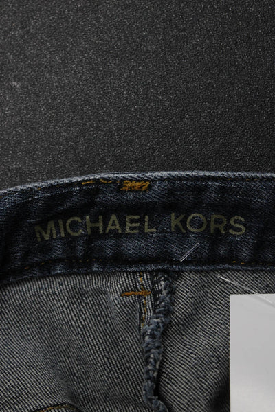 Michael Kors Womens Straight Jeans Dark Blue High Rise Button Size 8