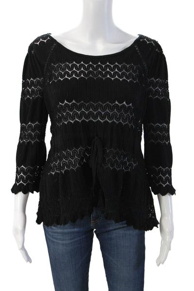 Free People Women Tunic Black Boho Polyester Size M