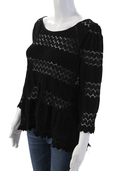 Free People Women Tunic Black Boho Polyester Size M