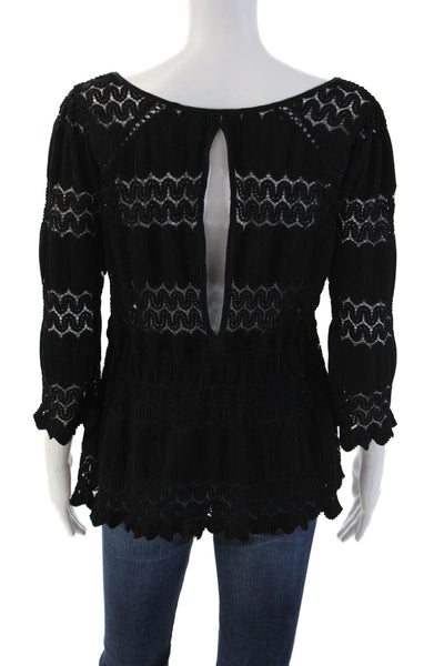 Free People Women Tunic Black Boho Polyester Size M