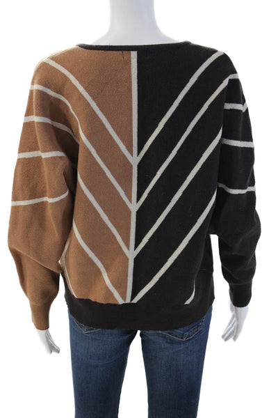 T Tahari Unisex Pullover V Neck Geometric Long Sleeve Black Size S