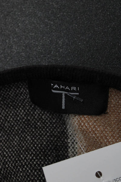 T Tahari Unisex Pullover V Neck Geometric Long Sleeve Black Size S