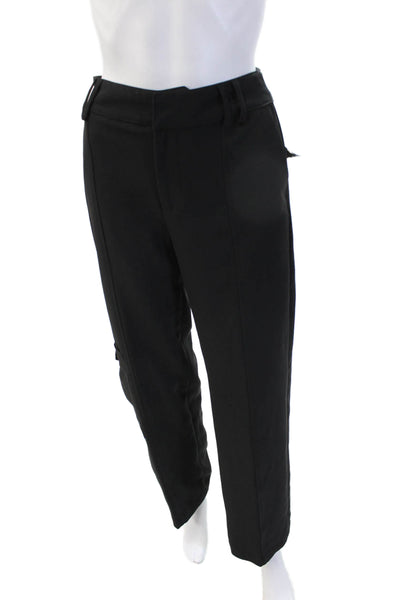 Zara Unisex Cargo Dress Pants Black Button Cotton Rayon Polyurethane Size XS