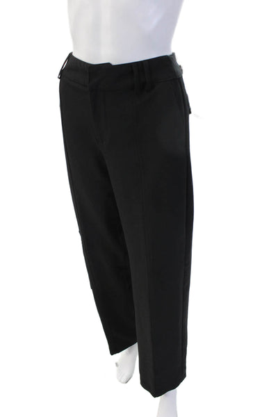 Zara Unisex Cargo Dress Pants Black Button Cotton Rayon Polyurethane Size XS