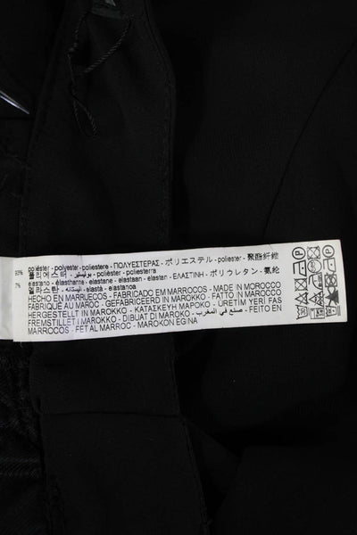 Zara Unisex Cargo Dress Pants Black Button Cotton Rayon Polyurethane Size XS
