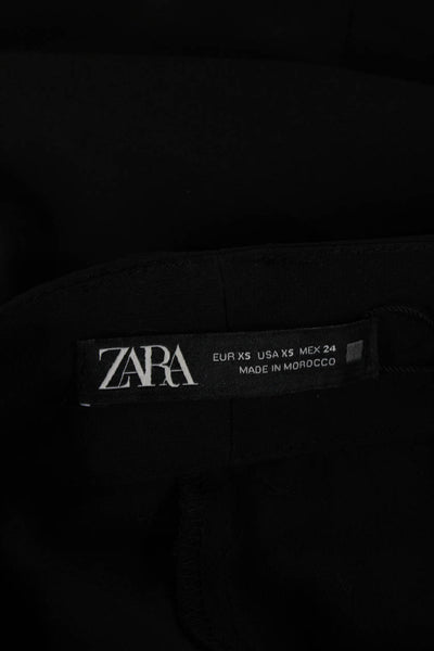 Zara Unisex Cargo Dress Pants Black Button Cotton Rayon Polyurethane Size XS
