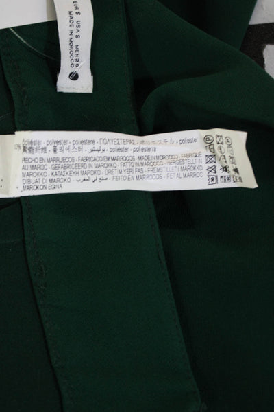 Zara Women Classic Dress Pants Green Polyester Solid Zip Size S