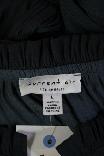 Current Air Women Blouson Shift Dress Dark Blue Polyester Short Sleeve Size L