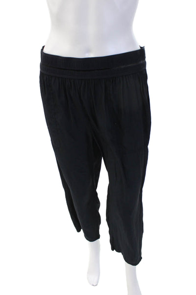 Lola & Sophie Women Cropped Jogger Pants Black Polyester Size M