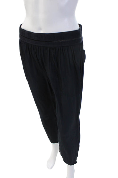 Lola & Sophie Women Cropped Jogger Pants Black Polyester Size M