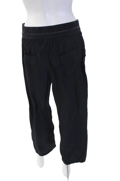Lola & Sophie Women Cropped Jogger Pants Black Polyester Size M