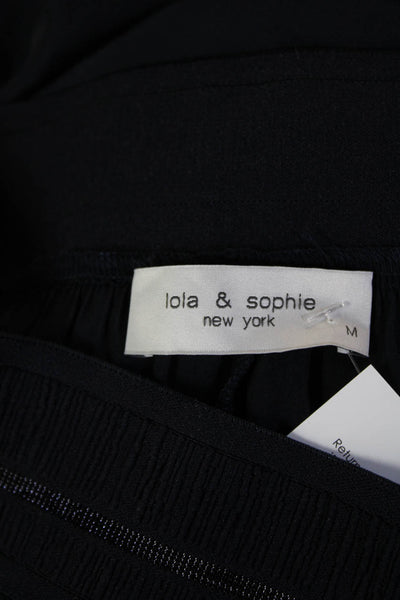Lola & Sophie Women Cropped Jogger Pants Black Polyester Size M