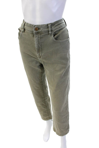 DL 1961 Women Ankle Cropped Green Army Pants Button Closure Size 29