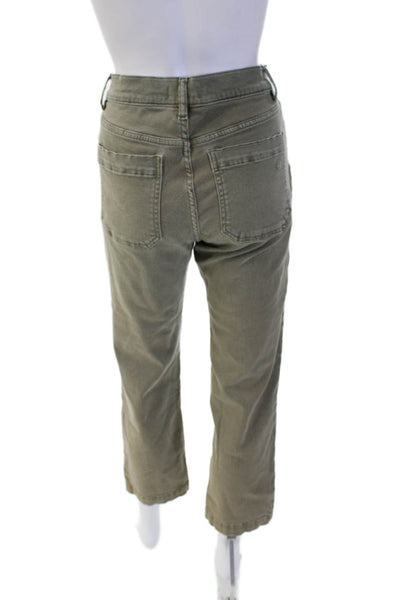 DL 1961 Women Ankle Cropped Green Army Pants Button Closure Size 29
