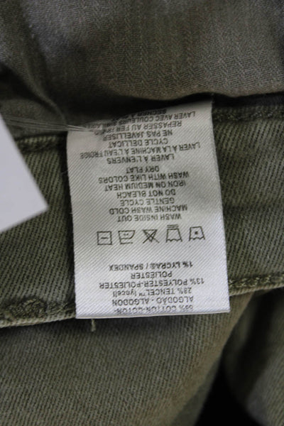 DL 1961 Women Ankle Cropped Green Army Pants Button Closure Size 29