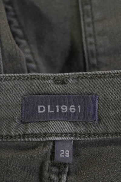 DL 1961 Women Ankle Cropped Green Army Pants Button Closure Size 29