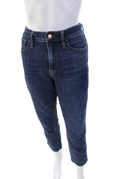 J Crew Women Cropped Straight Dark Blue Mid-Rise Jeans Size 29