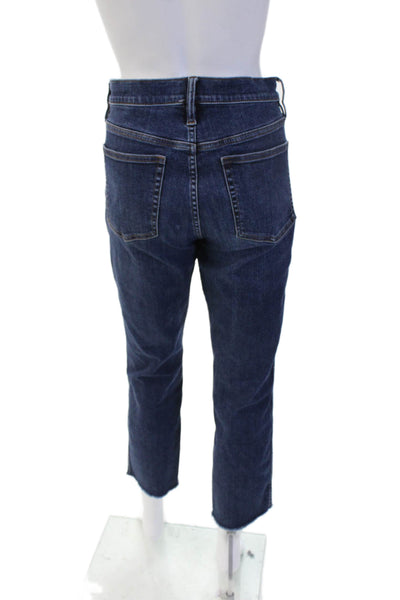 J Crew Women Cropped Straight Dark Blue Mid-Rise Jeans Size 29