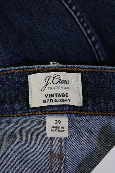 J Crew Women Cropped Straight Dark Blue Mid-Rise Jeans Size 29