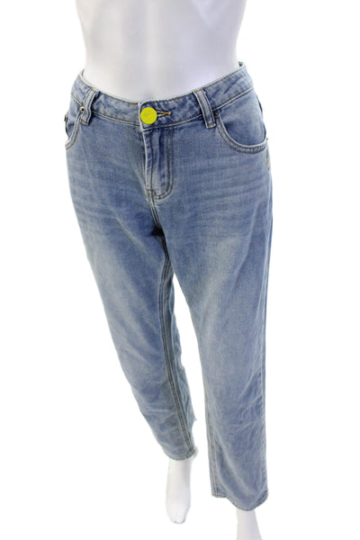 One Teaspoon Unisex Straight Cropped Jeans Light Blue Size 27